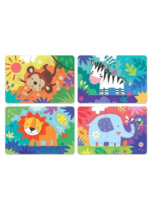 הפאזל הראשון שלי - חיות ג'ונגל (ארבע פאזלים)